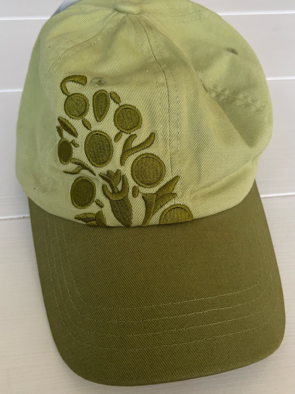 Free People Two-Tone Olive Embroidered Baseball Cap
